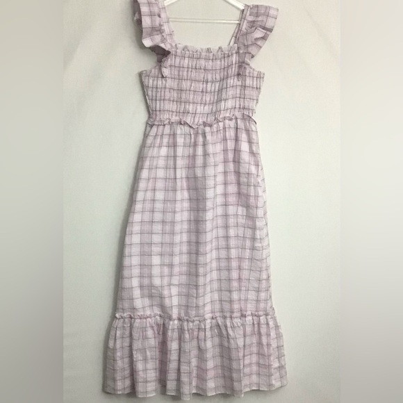 NWT English Factory Plaid Midi Dress Size Small White Pink Purple - Picture 3 of 11